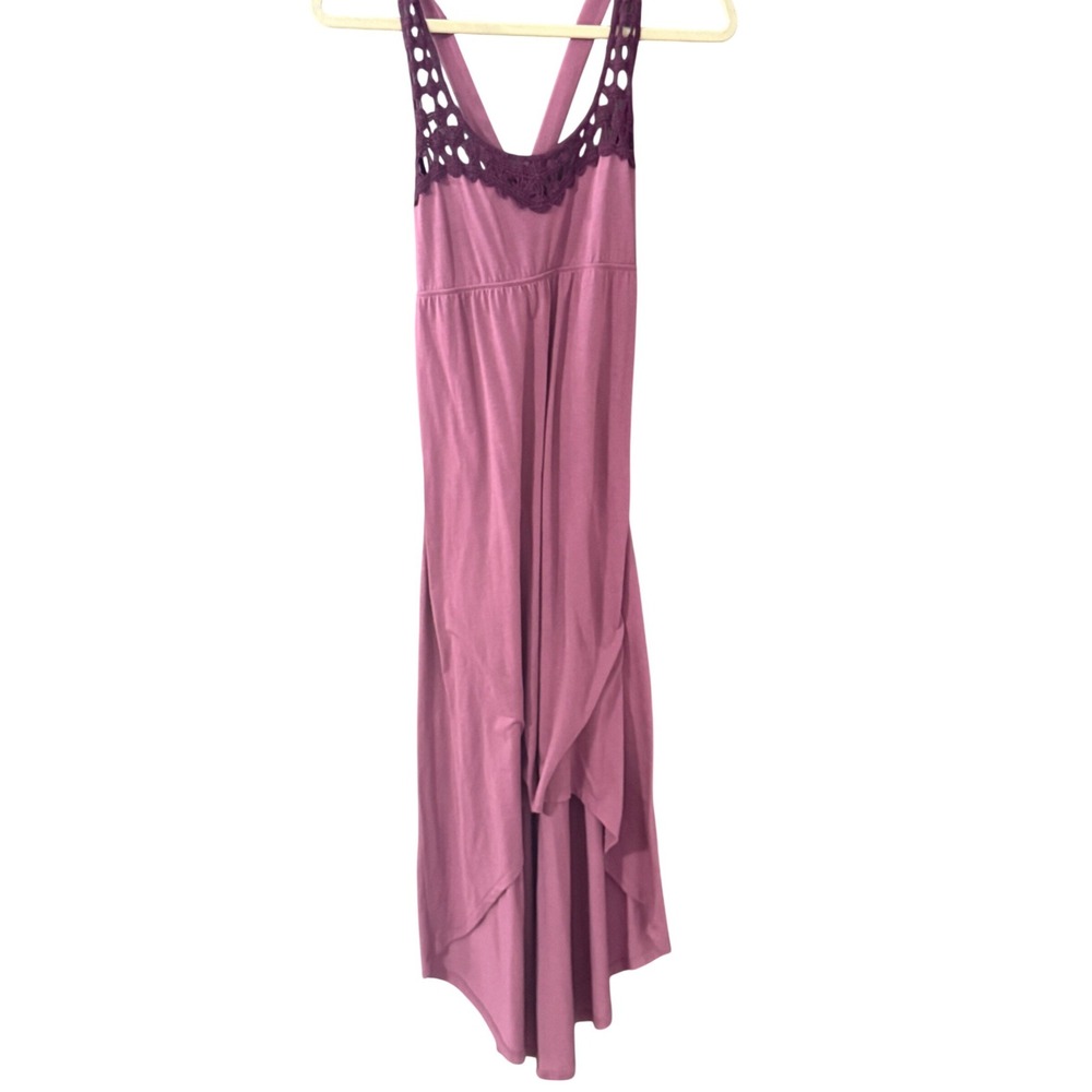 Mudd Y2k Womens Mauve High Low Maxi Dress Crochet Lace Neckline Purple‎ Medium